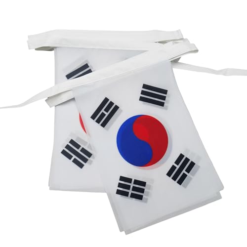 AZ FLAG - Fahnenkette Südkorea 6 Meter Mit 20 Flaggen - 21x14 cm - Koreanische Girlande Flaggenkette 14 x 21 Cm von AZ FLAG
