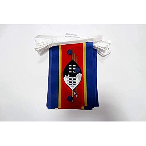 FAHNENKETTE SWASILAND 12 meter mit 20 flaggen 45x30cm- KÖNIGREICH SWASILAND Girlande Flaggenkette 30 x 45 cm AZ FLAG von AZ FLAG