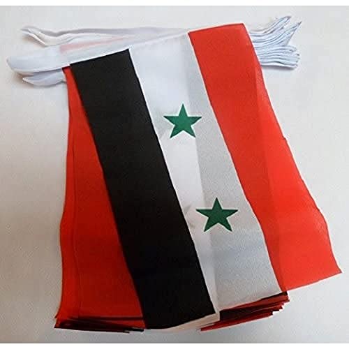 AZ FLAG FAHNENKETTE SYRIEN 6 Meter mit 20 flaggen 21x14cm - SYRISCHE Girlande Flaggenkette 14 x 21 cm von AZ FLAG