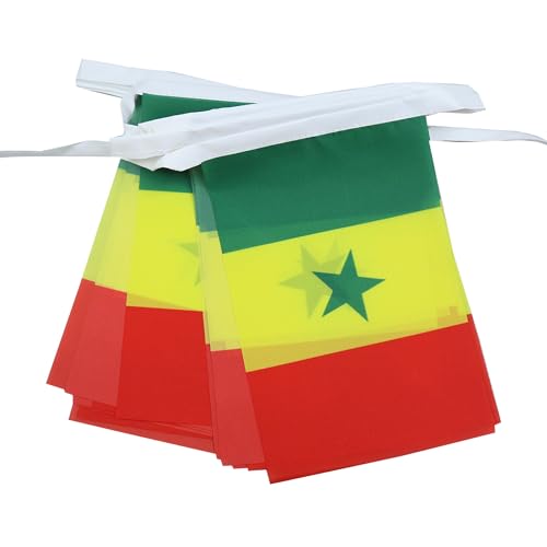 AZ FLAG - Fahnenkette Senegal 6 Meter Mit 20 Flaggen - 21x14 cm - Senegalesische Girlande Flaggenkette 14 x 21 Cm von AZ FLAG