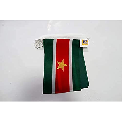 AZ FLAG FAHNENKETTE Suriname 12 Meter mit 20 flaggen 45x30cm- Republik Suriname Girlande Flaggenkette 30 x 45 cm von AZ FLAG