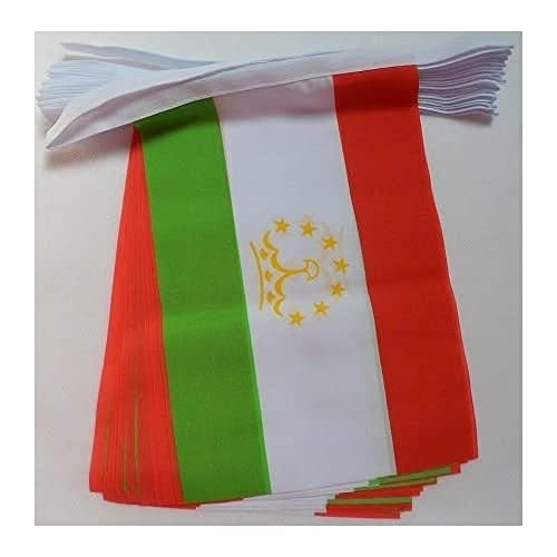 AZ FLAG FAHNENKETTE TADSCHIKISTAN 6 Meter mit 20 flaggen 21x14cm - TADSCHIKISCHE Girlande Flaggenkette 14 x 21 cm von AZ FLAG