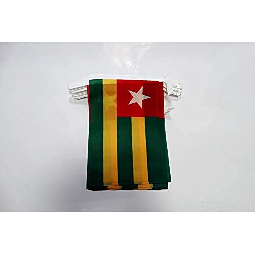 AZ FLAG FAHNENKETTE Togo 12 Meter mit 20 flaggen 45x30cm- TOGOLESISCHE Girlande Flaggenkette 30 x 45 cm von AZ FLAG