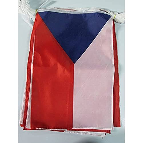 AZ FLAG FAHNENKETTE Tschechien 12 Meter mit 20 flaggen 45x30cm- TSCHECHISCHE Girlande Flaggenkette 30 x 45 cm von AZ FLAG