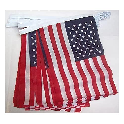 AZ FLAG FAHNENKETTE USA VEREINIGTE Staaten 6 Meter mit 20 flaggen 21x14cm - VEREINIGTEN Staaten VON Amerika Girlande Flaggenkette 14 x 21 cm von AZ FLAG