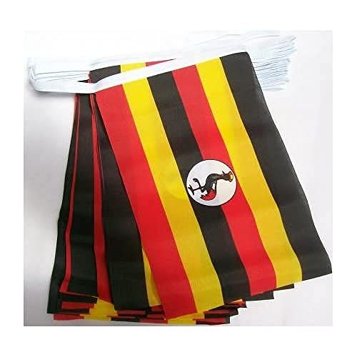 AZ FLAG FAHNENKETTE Uganda 6 Meter mit 20 flaggen 21x14cm - UGANDISCHE Girlande Flaggenkette 14 x 21 cm von AZ FLAG