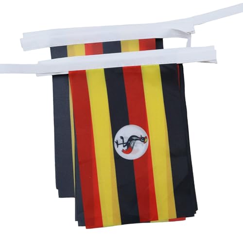 AZ FLAG - Fahnenkette Uganda 6 Meter Mit 20 Flaggen - 21x14 cm - Ugandische Girlande Flaggenkette 14 x 21 Cm von AZ FLAG