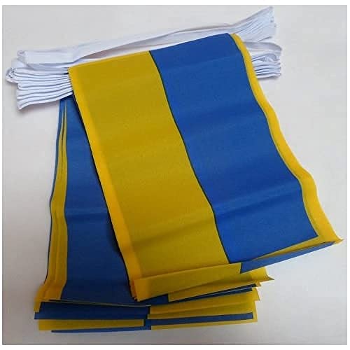 AZ FLAG FAHNENKETTE Ukraine 12 Meter mit 20 flaggen 45x30cm- UKRAINISCHE Girlande Flaggenkette 30 x 45 cm von AZ FLAG