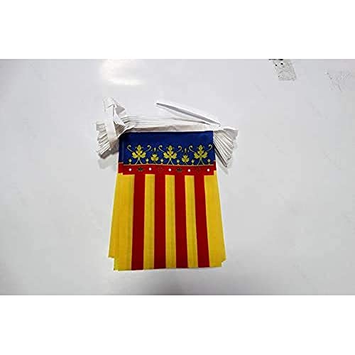 AZ FLAG FAHNENKETTE Valencia 6 Meter mit 20 flaggen 21x14cm - VALENCIANISCHE GEMEINSCHAFT Girlande Flaggenkette 14 x 21 cm von AZ FLAG