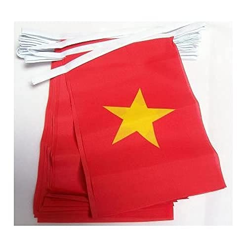 FAHNENKETTE VIETNAM 12 meter mit 20 flaggen 45x30cm- VIETNAMESISCHE Girlande Flaggenkette 30 x 45 cm AZ FLAG von AZ FLAG