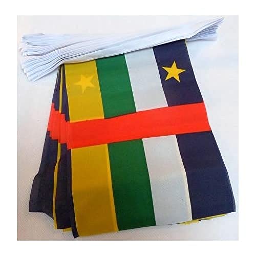 FAHNENKETTE ZENTRALAFRIKANISCHE REPUBLIK 12 meter mit 20 flaggen 45x30cm- ZENTRALAFRIKANISCHE Girlande Flaggenkette 30 x 45 cm AZ FLAG von AZ FLAG