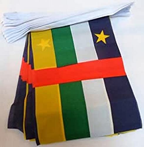 AZ FLAG FAHNENKETTE ZENTRALAFRIKANISCHE Republik 6 Meter mit 20 flaggen 21x14cm - ZENTRALAFRIKANISCHE Girlande Flaggenkette 14 x 21 cm von AZ FLAG