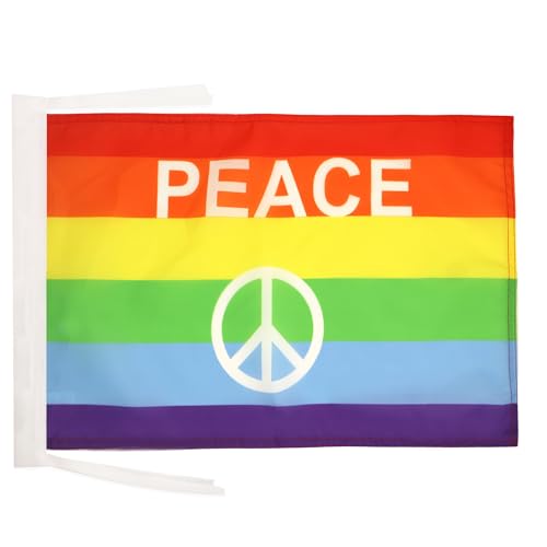 AZ FLAG - Flagge Regenbogen Symbol Frieden - 45x30 cm Mit Kordel - Peace Fahne 30 x 45 cm - Flaggen von AZ FLAG