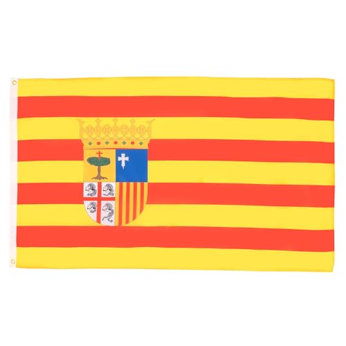 AZ FLAG - Flagge Aragonien - 90x60 cm - Aragonien Fahne 100% Polyester mit Messing-Ösen - UV-beständig - Vives Farben - 50g von AZ FLAG
