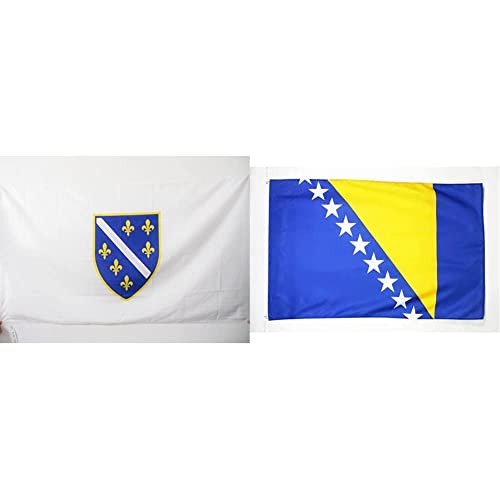 AZ FLAG Flagge BOSNIEN-HERZEGOWINA 1992-1998 150x90cm - BOSNISCHE Fahne 90 x 150 cm Scheide für Mast & Flagge BOSNIEN UND HERZEGOWINA 150x90cm - BOSNISCHE Fahne 90 x 150 cm - flaggen Top Qualität von AZ FLAG