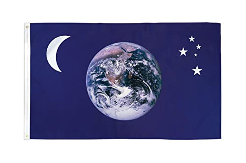 AZ FLAG - Flagge Erde Mond Und Sterne - 150x90 cm - Earth Fahne 100% Polyester mit Messing-Ösen - 110g von AZ FLAG
