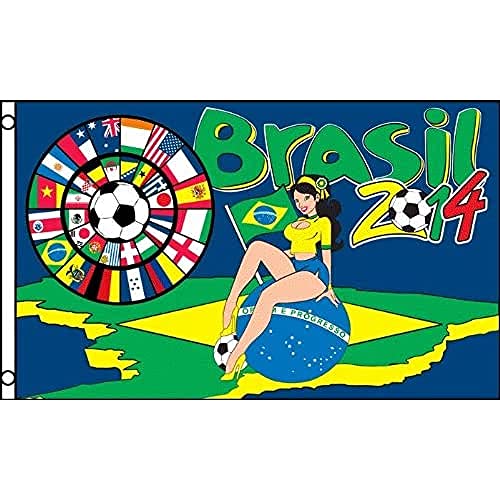 2014 brasilianische Fußball-Weltmeisterschaft Flagge mit Ösen, hohe Qualität, 150 x 90 cm von AZ FLAG