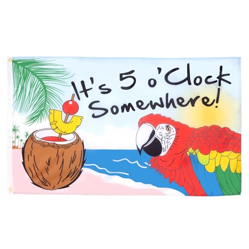 AZ FLAG - Flagge It's 5 o'Clock Somewhere - 90x60 cm - Es ist 5 Uhr Irgendwo Fahne 100% Polyester mit Messing-Ösen - UV-beständig - Vives Farben - 50g von AZ FLAG