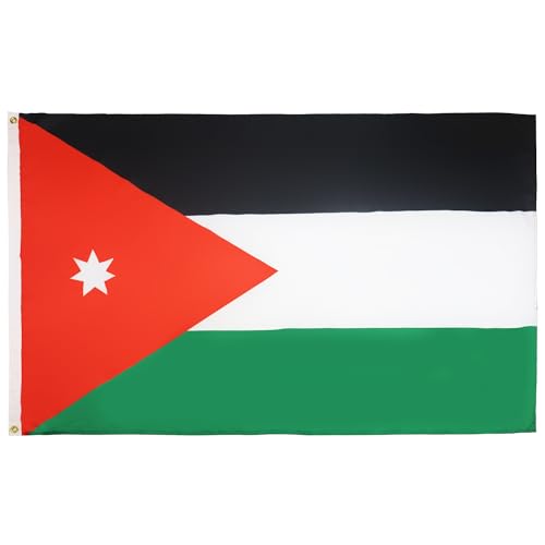 AZ FLAG - Flagge Jordanien - 250x150 cm - Jordanische Große Fahne 100% Polyester mit Messing-Ösen - 300g von AZ FLAG