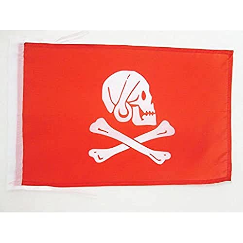 AZ FLAG Flagge Pirat Henry Avery ROTEN 45x30cm mit Kordel - Piraten Totenkopf Fahne 30 x 45 cm - flaggen Top Qualität von AZ FLAG