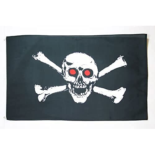 AZ FLAG Flagge Pirat ROTE Augen 150x90cm - Piraten Totenkopf Fahne 90 x 150 cm - flaggen Top Qualität von AZ FLAG
