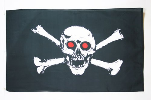 AZ FLAG Flagge Pirat ROTE Augen 90x60cm - Piraten Totenkopf Fahne 60 x 90 cm - flaggen Top Qualität von AZ FLAG
