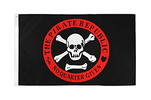 AZ FLAG Flagge Pirat Republik ROTE 150x90cm - Piraten Totenkopf Fahne 90 x 150 cm - flaggen Top Qualität von AZ FLAG