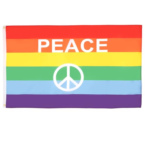 AZ FLAG - Flagge Regenbogen Symbol Frieden - 150x90 cm - Peace Fahne 100% Polyester mit Messing-Ösen - 110g AZ FLAG - Flagge Regenbogen Symbol Frieden - 150x90 cm - Peace Fahne 100% Polyester mit Messing-Ösen - 110g von AZ FLAG