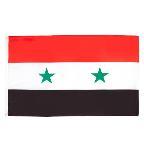 AZ FLAG - Flagge Syrien - 90x60 cm - Syrische Fahne 100% Polyester mit Messing-Ösen - 50g von AZ FLAG