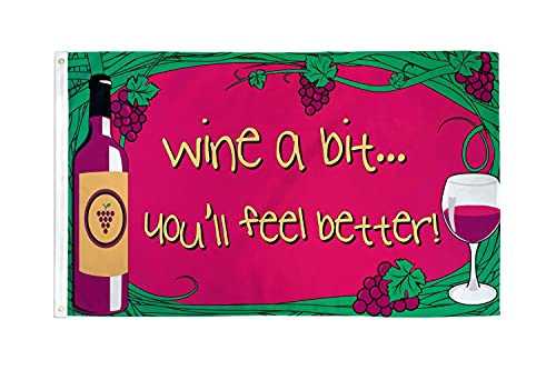 AZ FLAG - Flagge Wine A Bit - 90x60 cm - Holz des Weines wirst du besser gehen Fahne 100% Polyester mit Messing-Ösen - UV-beständig - Vives Farben - 50g von AZ FLAG