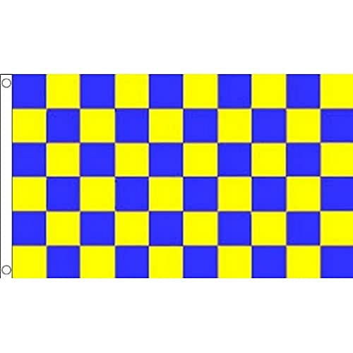 AZ FLAG - Flagge Zielflagge Blaues Und Gelbes - 150x90 cm - Rennflagge Fahne 100% Polyester mit Messing-Ösen - 110g von AZ FLAG
