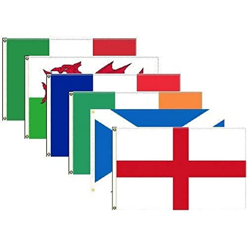 AZ FLAG KIT 6 FLAGGEN SIX Nations Rugby 90x60cm - Pack SECHS Nationen Fahne 60 x 90 cm - flaggen Top Qualität von AZ FLAG