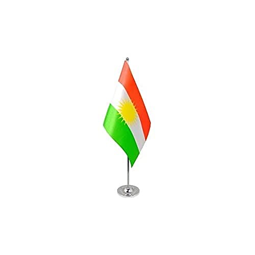 AZ FLAG Prestige TISCHFLAGGE Kurdistan 22x15cm Metall - KURDEN TISCHFAHNE 15 x 22 cm - flaggen von AZ FLAG