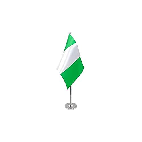 AZ FLAG Prestige TISCHFLAGGE Nigeria 22x15cm Metall - NIGERIANISCHE TISCHFAHNE 15 x 22 cm - flaggen von AZ FLAG