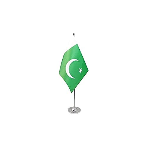 AZ FLAG Prestige TISCHFLAGGE Pakistan 22x15cm Metall - PAKISTANISCHE TISCHFAHNE 15 x 22 cm - flaggen von AZ FLAG