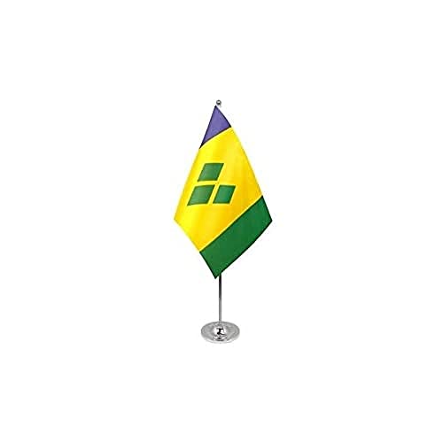 AZ FLAG Prestige TISCHFLAGGE ST. Vincent UND DIE Grenadinen 22x15cm Metall - Saint Vincent UND DIE Grenadinen TISCHFAHNE 15 x 22 cm - flaggen von AZ FLAG