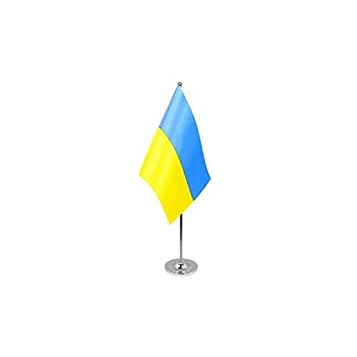 AZ FLAG - Prestige Tischflagge Ukraine 22x15 cm Metall - Ukrainische Tischfahne 15 x 22 cm - Flaggen von AZ FLAG