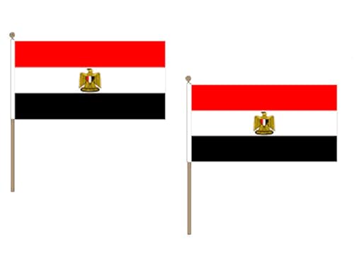 AZ FLAG STOCKFLAGGE ÄGYPTEN 45x30cm mit holzmast - 10 stück ARABISCHE Republik ÄGYPTEN STOCKFAHNE 30 x 45 cm - flaggen von AZ FLAG