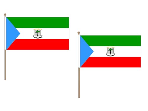 AZ FLAG STOCKFLAGGE ÄQUATORIALGUINEA 45x30cm mit holzmast - 10 stück Republik ÄQUATORIALGUINEA STOCKFAHNE 30 x 45 cm - flaggen von AZ FLAG