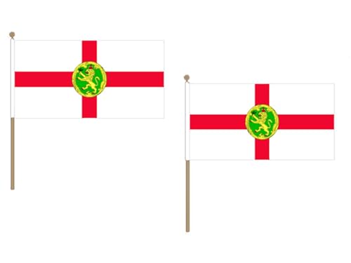 AZ FLAG STOCKFLAGGE Alderney 45x30cm mit holzmast - 10 stück Alderney STOCKFAHNE 30 x 45 cm - flaggen von AZ FLAG