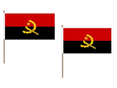AZ FLAG STOCKFLAGGE Angola 45x30cm mit holzmast - 10 stück ANGOLANISCHE STOCKFAHNE 30 x 45 cm - flaggen von AZ FLAG