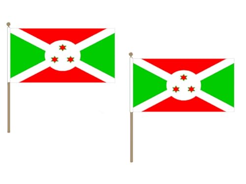 AZ FLAG STOCKFLAGGE Burundi 45x30cm mit holzmast - 10 stück BURUNDISCHE STOCKFAHNE 30 x 45 cm - flaggen von AZ FLAG