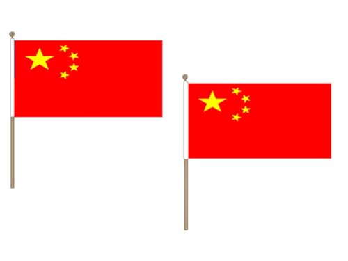 STOCKFLAGGE CHINA 45x30cm mit holzmast - 10 stück CHINESISCHE STOCKFAHNE 30 x 45 cm - flaggen AZ FLAG von AZ FLAG