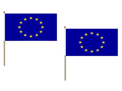 STOCKFLAGGE EUROPÄISCHE UNION 45x30cm mit holzmast - 10 stück EUROPA STOCKFAHNE 30 x 45 cm - flaggen AZ FLAG von AZ FLAG