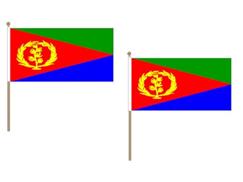 AZ FLAG STOCKFLAGGE Eritrea 45x30cm mit holzmast - 10 stück Staat Eritrea STOCKFAHNE 30 x 45 cm - flaggen von AZ FLAG