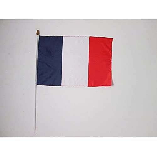 AZ FLAG STOCKFLAGGE Frankreich 45x30cm mit mast - 10 stück FRANZÖSISCHE STOCKFAHNE 30 x 45 cm - flaggen von AZ FLAG