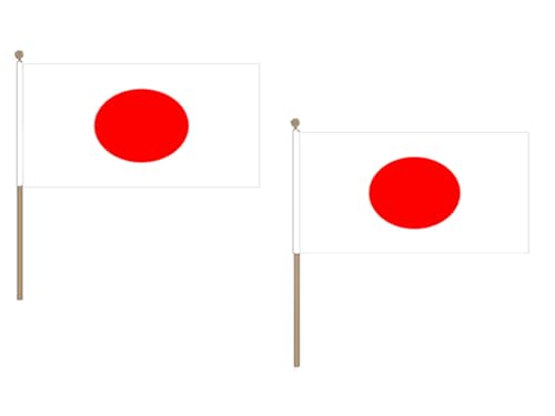 AZ FLAG STOCKFLAGGE Japan 45x30cm mit holzmast - 10 stück JAPANISCHE STOCKFAHNE 30 x 45 cm - flaggen von AZ FLAG