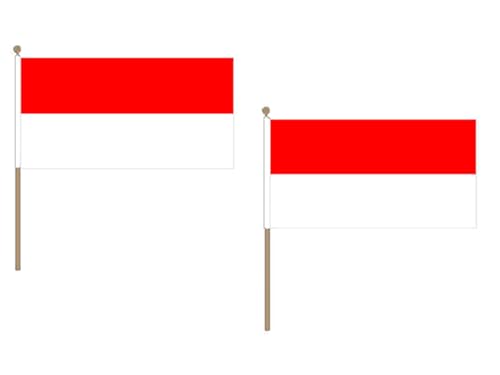 AZ FLAG STOCKFLAGGE Monaco 45x30cm mit holzmast - 10 stück MONEGASSISCHE STOCKFAHNE 30 x 45 cm - flaggen von AZ FLAG