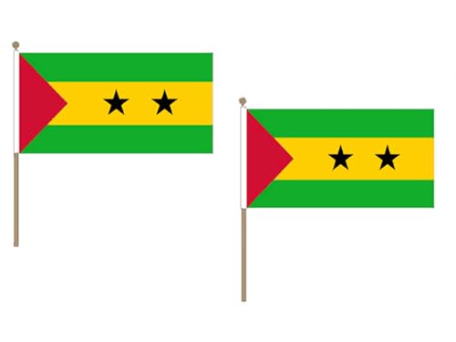 AZ FLAG STOCKFLAGGE SÃO TOMÉ UND PRÍNCIPE 45x30cm mit holzmast - 10 stück SAO Tome STOCKFAHNE 30 x 45 cm - flaggen von AZ FLAG