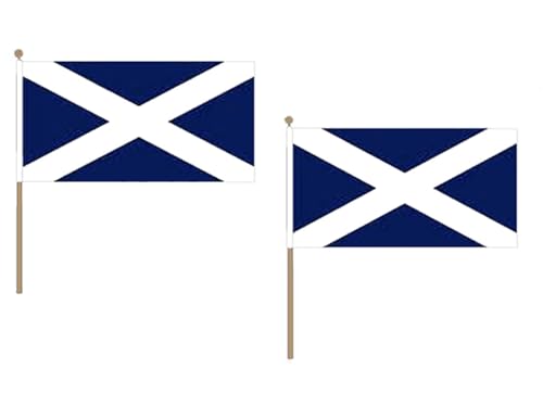 AZ FLAG STOCKFLAGGE SCHOTTLAND 45x30cm mit holzmast - 10 stück Schottische STOCKFAHNE 30 x 45 cm - flaggen von AZ FLAG